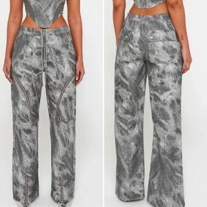 Luxe To Kill Charcoal Acid Wash Oversized Vegan Leather Pant NEW Size 2